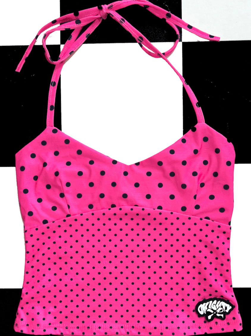 o'mighty RIBBON HALTER IN PINK POLKA