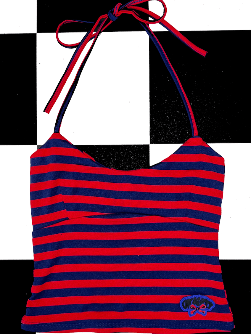 o'mighty RIBBON HALTER IN RED STRIPES