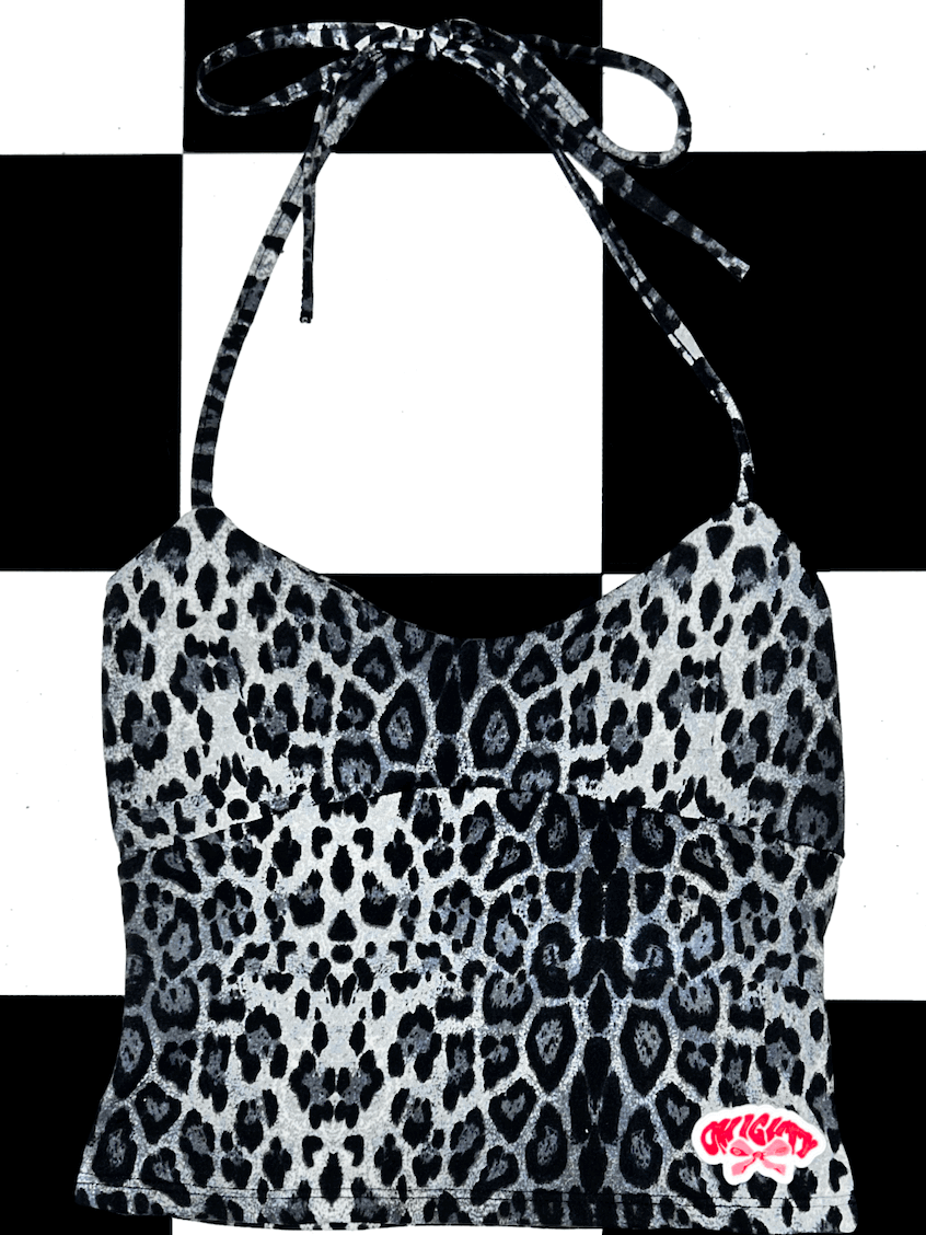 o'mighty RIBBON HALTER IN SNOW LEOPARD