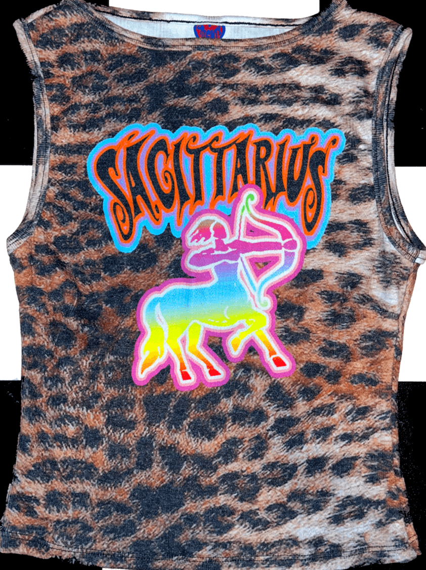 o'mighty SAGITTARIUS LEOPARD POINTELLE TANK