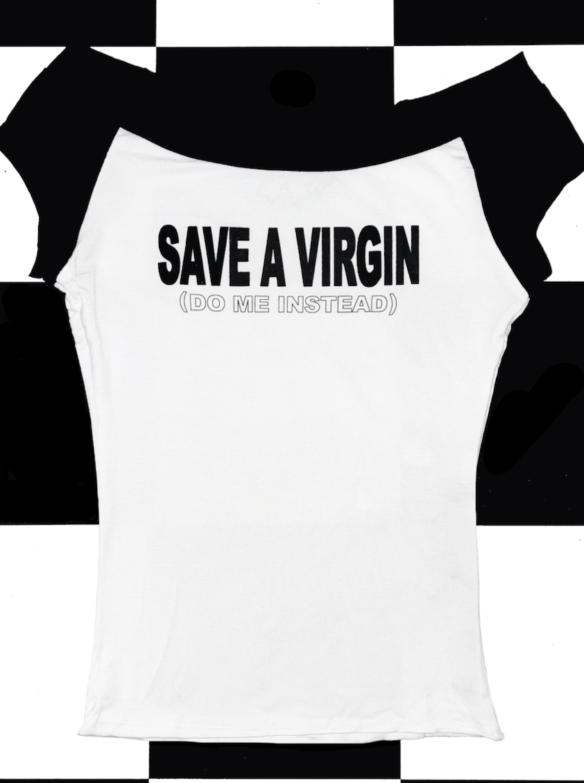 o'mighty SAVE A VIRGIN BOATNECK TOP