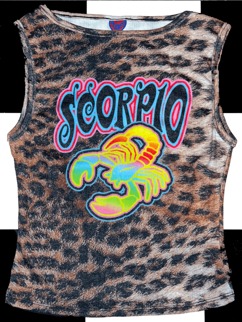 o'mighty SCORPIO LEOPARD POINTELLE TANK