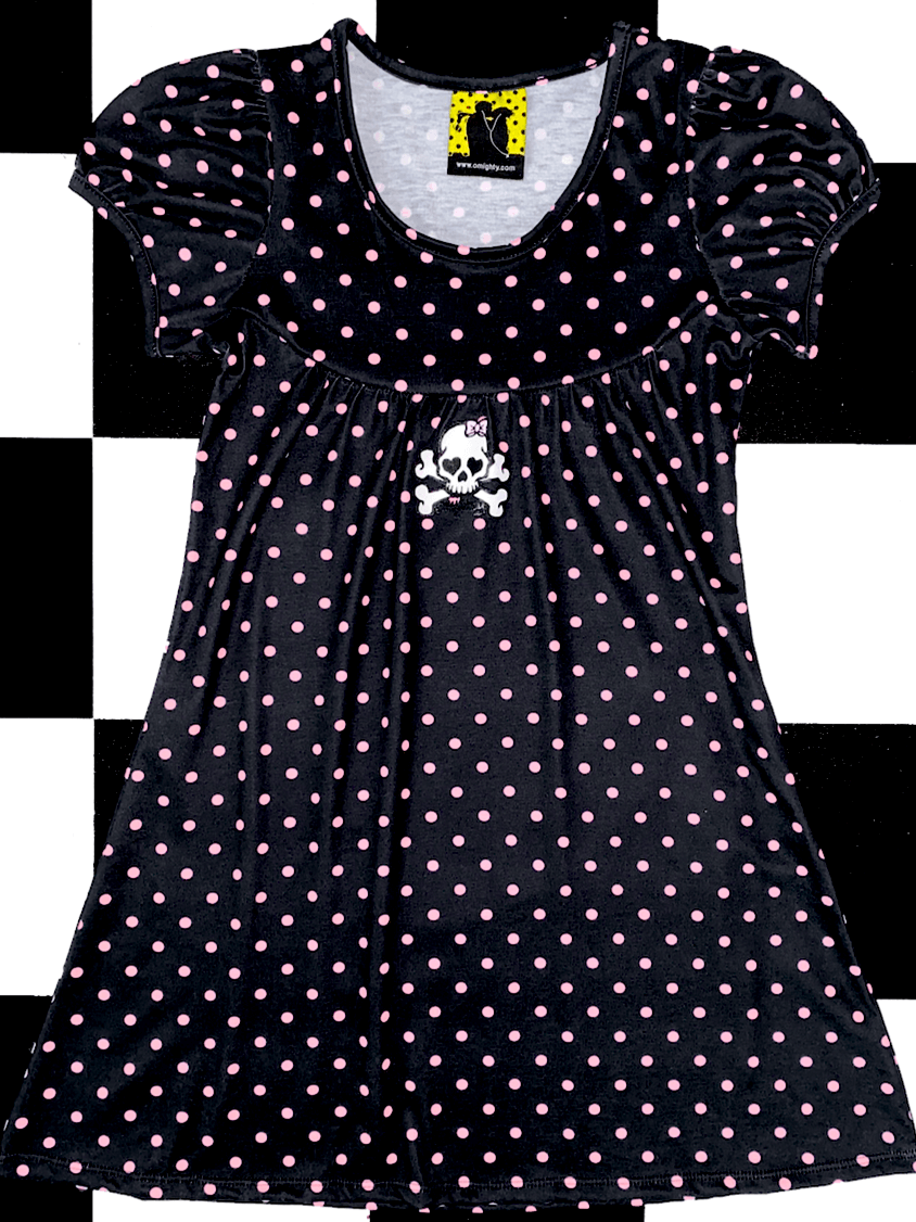 o'mighty SKULL BABYDOLL DRESS BLACK POLKA