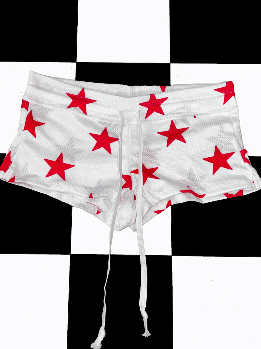 o'mighty STAR BABE WAFFLE BOY SHORT IN WHITE