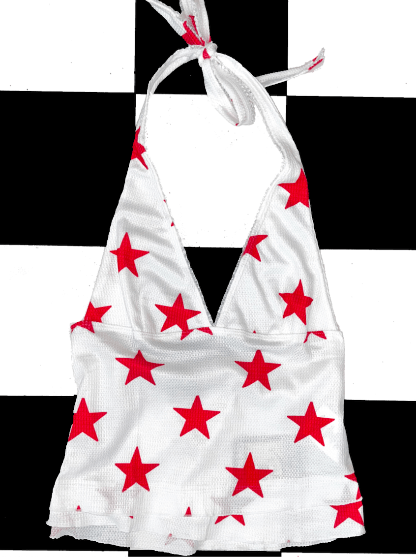 o'mighty STAR BABE WAFFLE HALTER IN WHITE