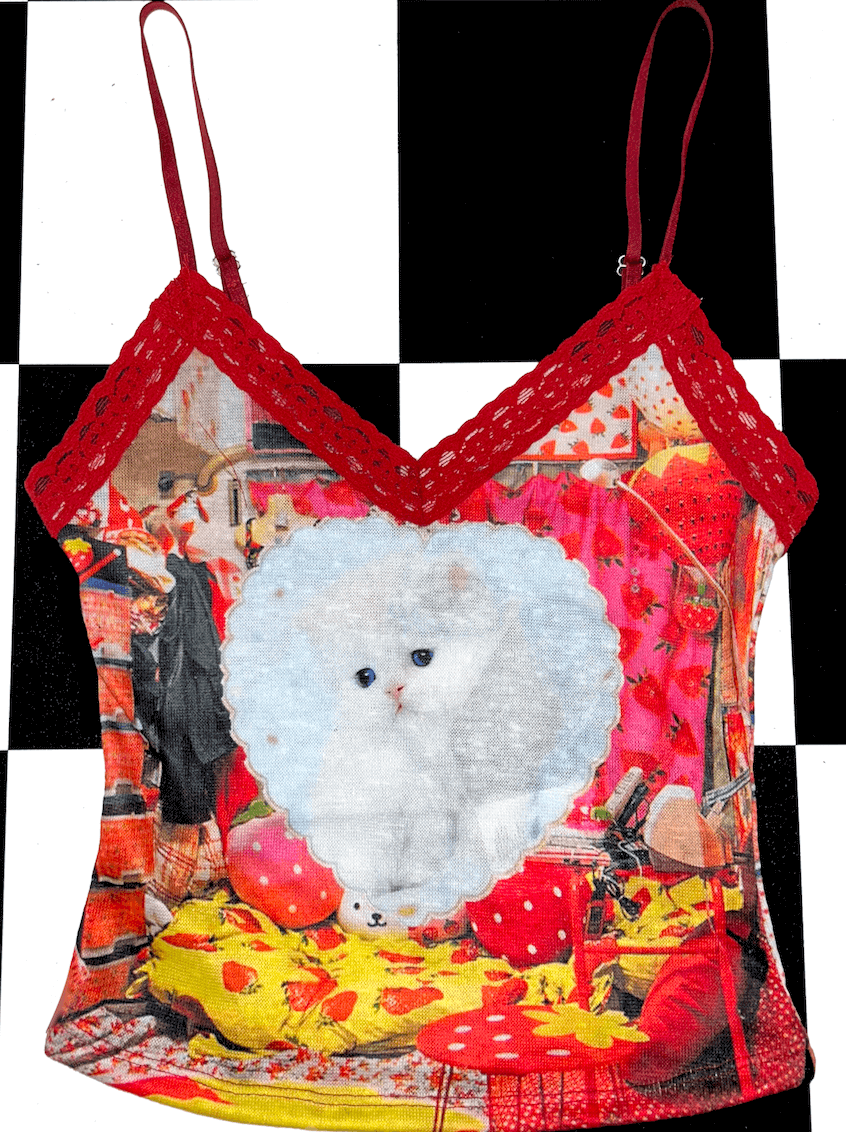 o'mighty STRAWBERRY KITTY LACE CAMI