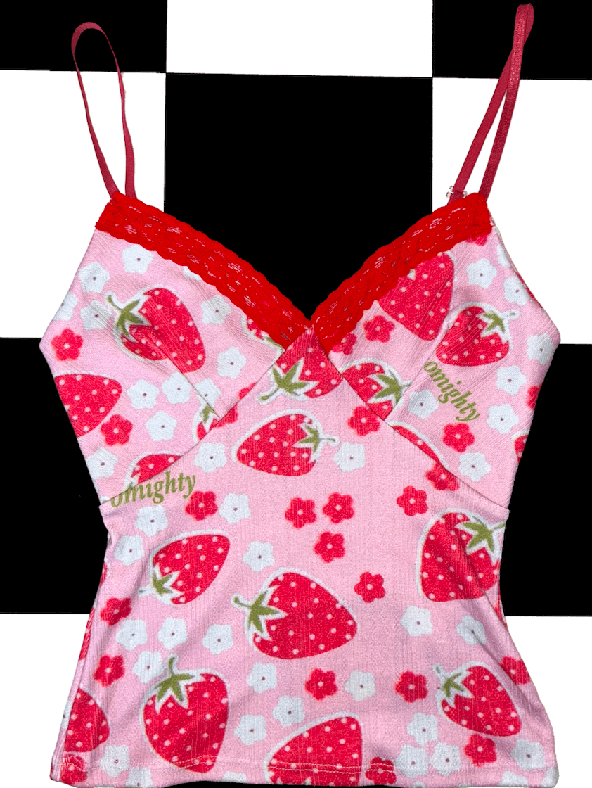 o'mighty STRAWBERRY POINTELLE LACE CAMI