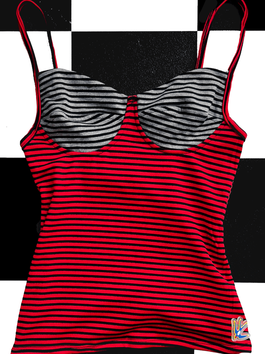 o'mighty STRIPED CORSET CAMI IN RED
