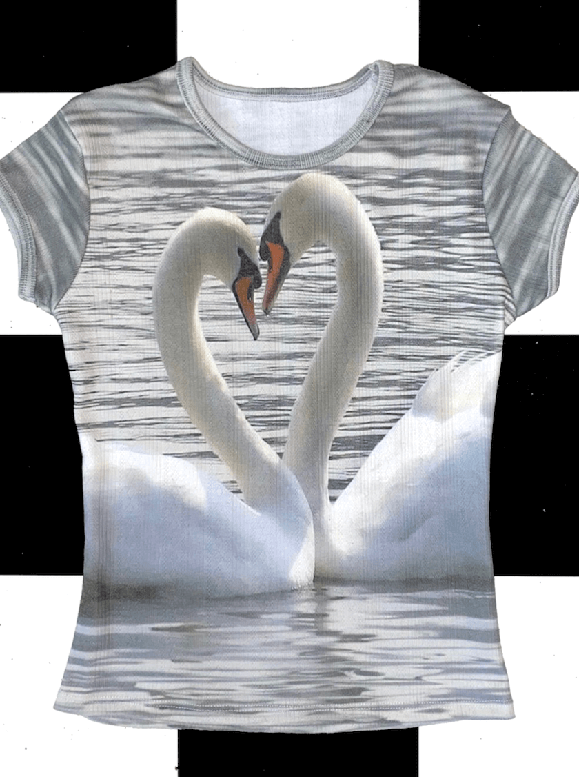 o'mighty SWAN LOVE POINTELLE TEE