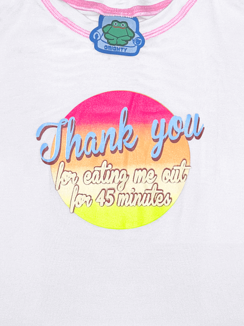 o'mighty THANK YOU BABY TEE IN WHITE