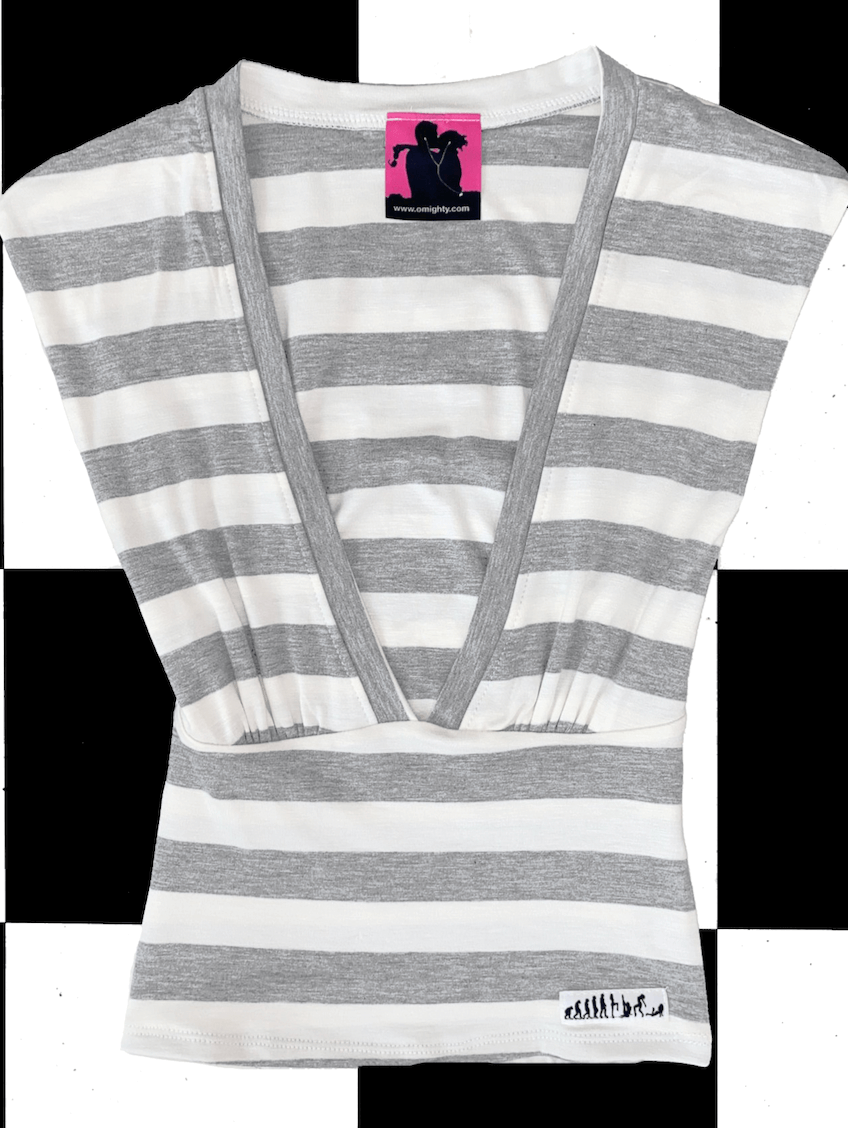 o'mighty V NECK IN GREY STRIPES