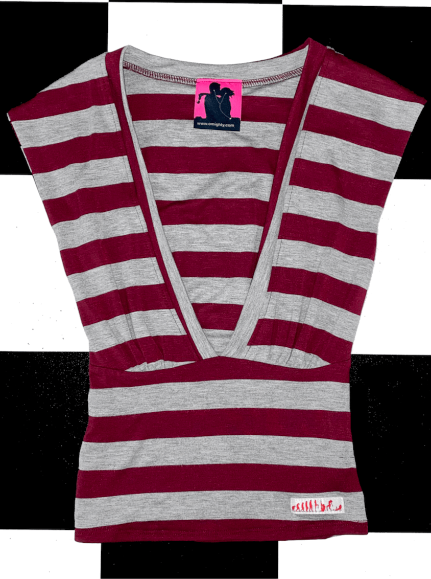 o'mighty V NECK IN MAROON STRIPES