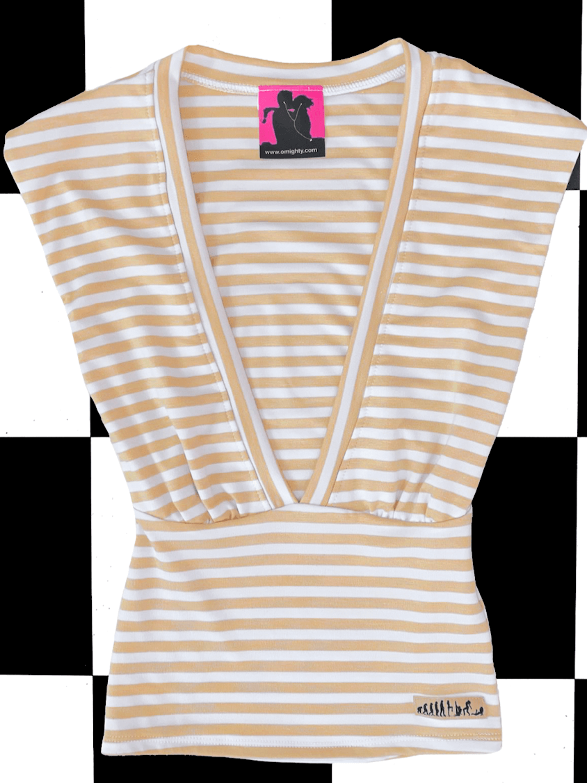 o'mighty V NECK IN SAND STRIPES