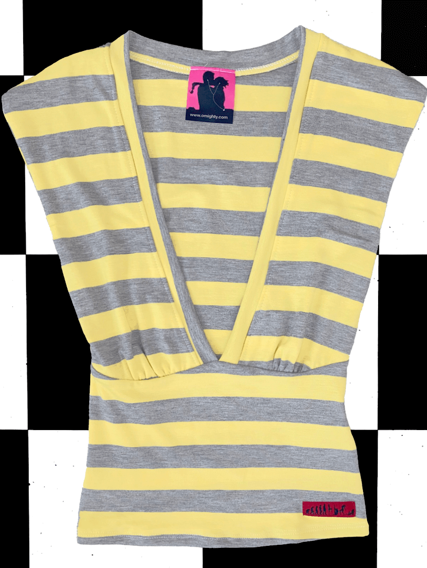 o'mighty V NECK IN YELLOW STRIPES