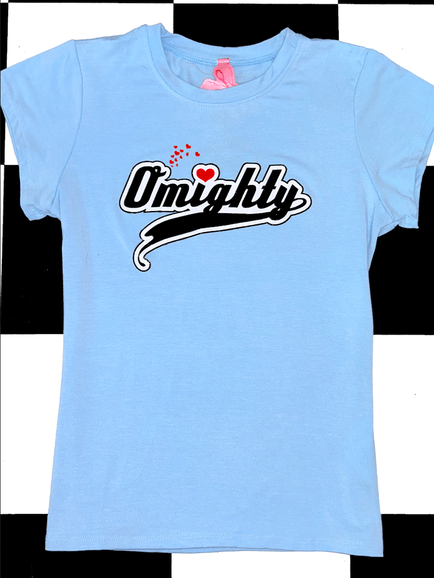 o'mighty VARSITY BABY TEE IN BLUE