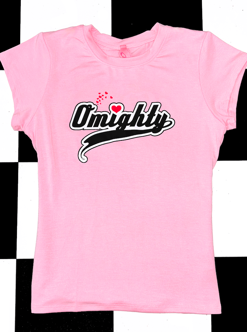 o'mighty VARSITY BABY TEE IN PINK