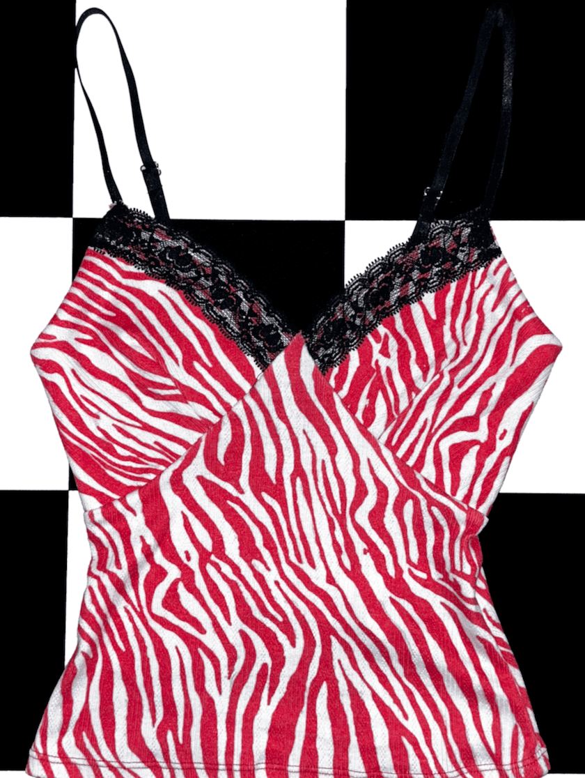 o'mighty ZEBRA POINTELLE CAMI IN RED