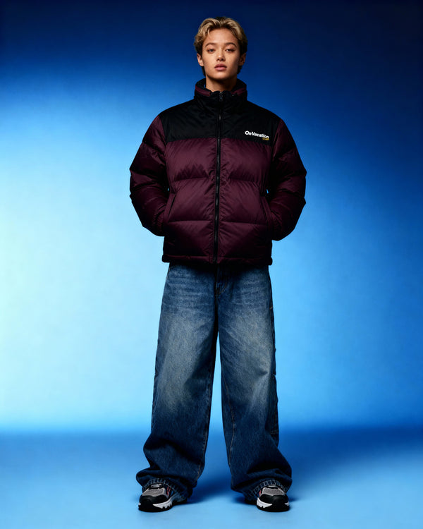 On Vacation Club Members Club Puffer Jacket - Burgundy