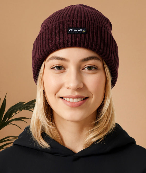 On Vacation Club Members Club Short Beanie - Burgundy