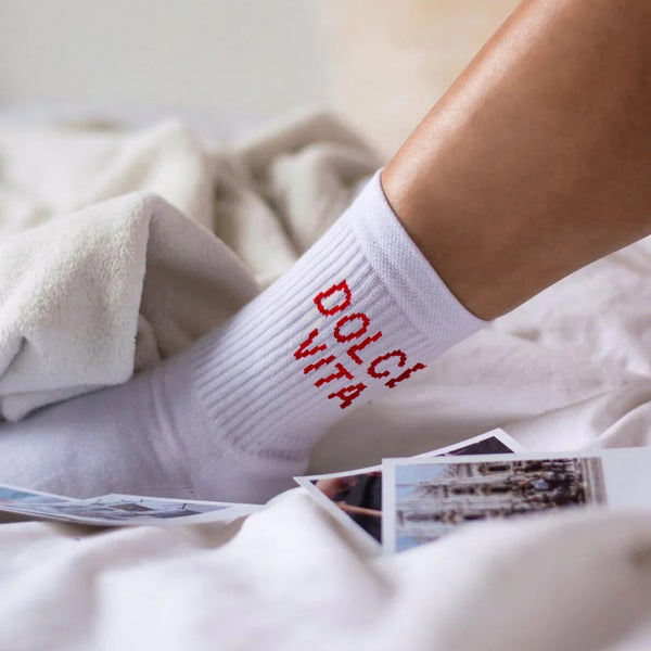 On Vacation Club Dolce Vita Tennis Socks - White