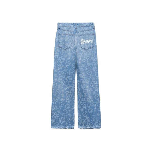 On Vacation Club Flower Jeans - Blue