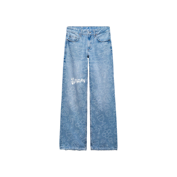 on vacation club Flower Jeans - Blue