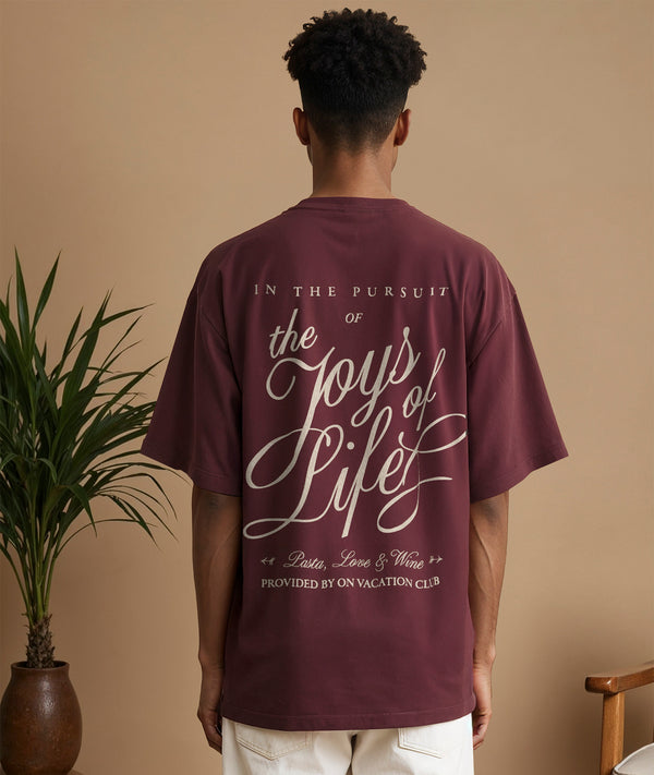 On Vacation Club Joys Of Life T-Shirt - Burgundy