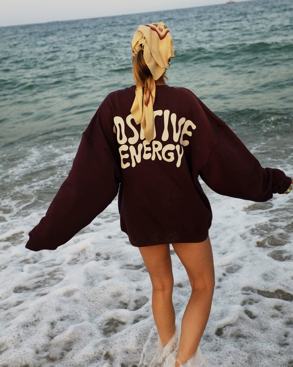 On Vacation Club Positive Energy Sweater - Burgundy