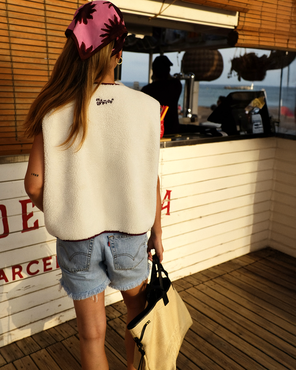 On Vacation Club Wanderlust Fleece Vest - Beige