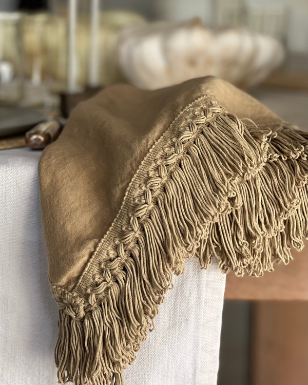 once milano napkin with long fringe set of 4