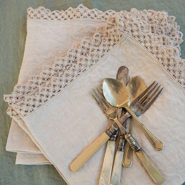 Once Milano Napkin With Macrame Set Of 4