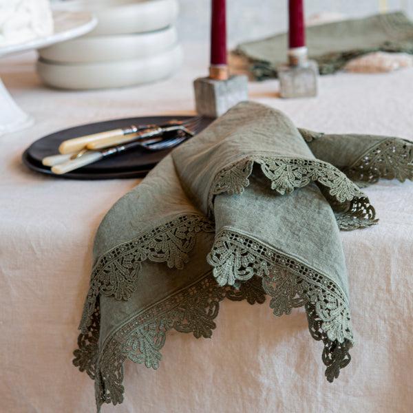 Once Milano Napkin With Sicily Lace Set Of 4