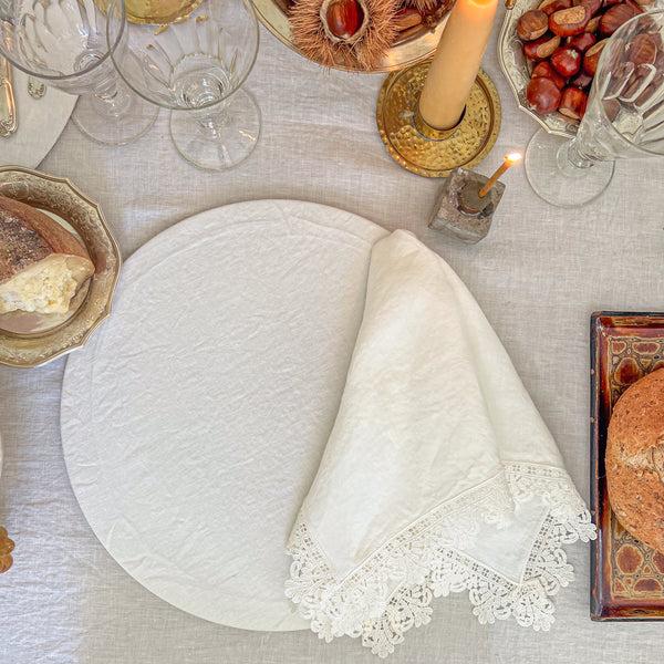 Once Milano Round Placemat Cover In Linen Set Of 2