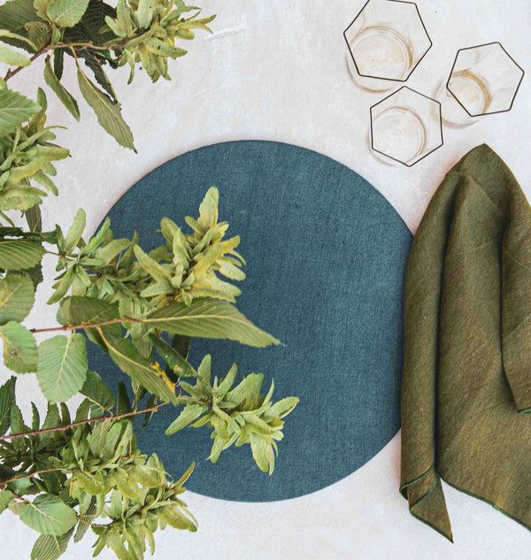 Once Milano Round Placemat Cover In Linen Set Of 2