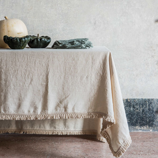 once milano tablecloth with short fringe