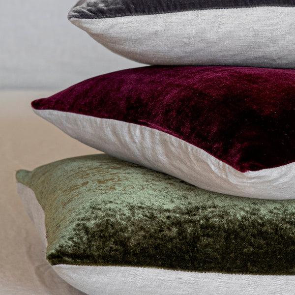 once milano velvet and linen cushion