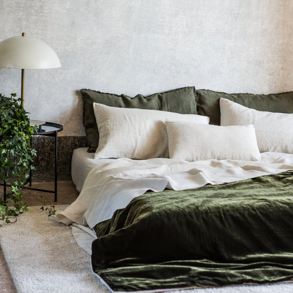 Once Milano Velvet And Natural Linen Blanket