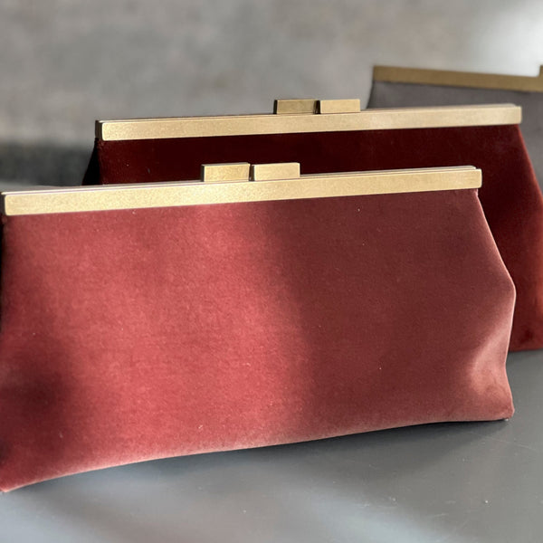 once milano velvet clutch