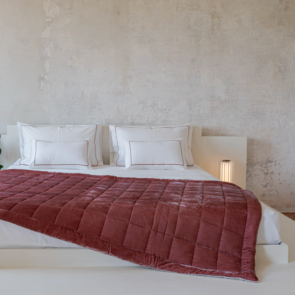 once milano velvet quilt with box stitch