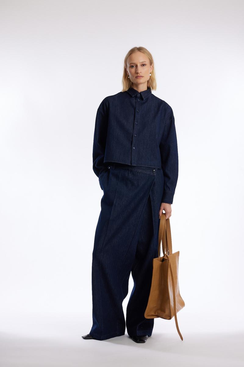 One & Other FINLEY DENIM SHIRT DARK BLUE DENIM