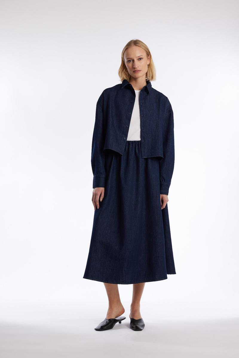 One & Other FINLEY DENIM SHIRT DARK BLUE DENIM