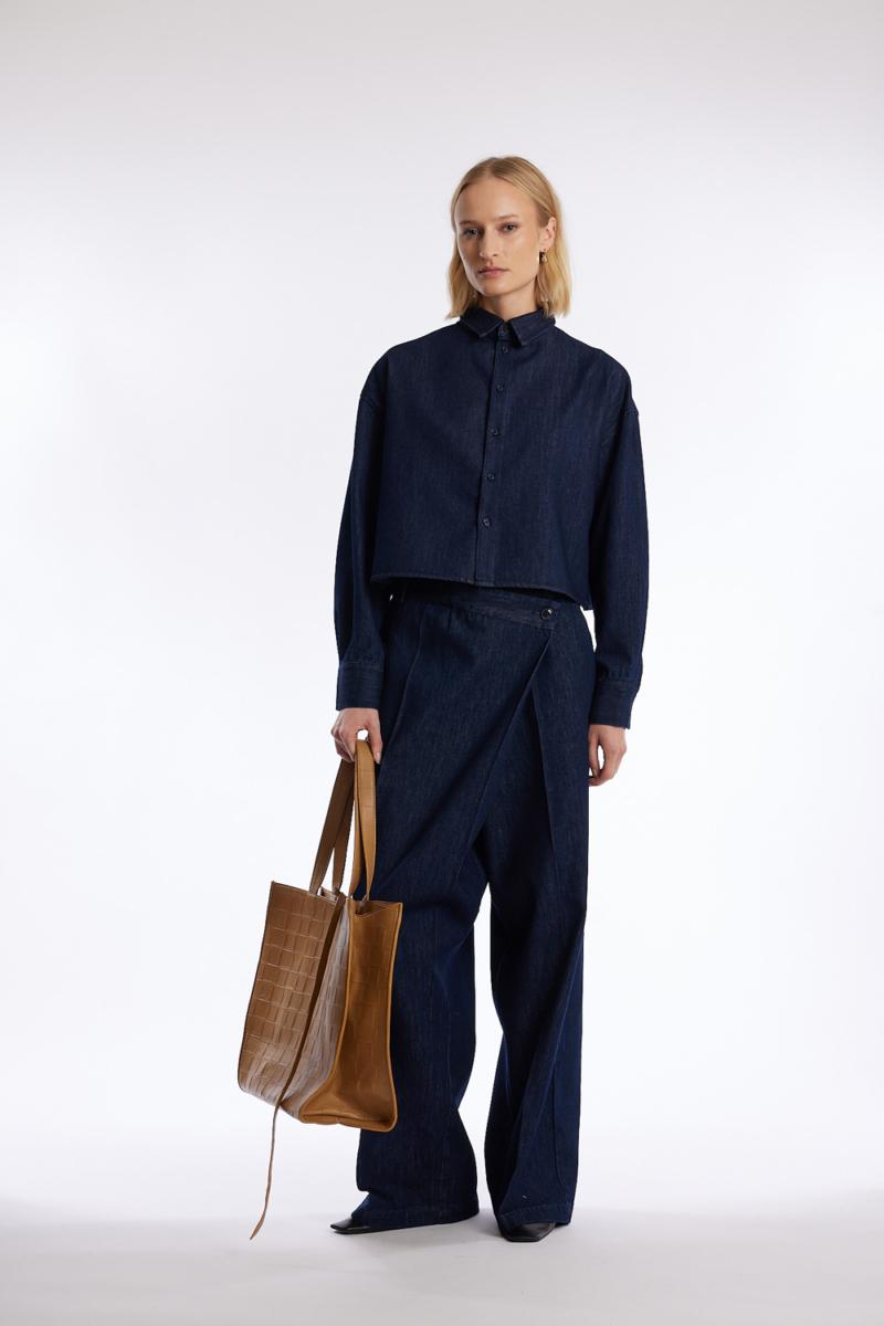 one & other FINLEY DENIM SHIRT DARK BLUE DENIM