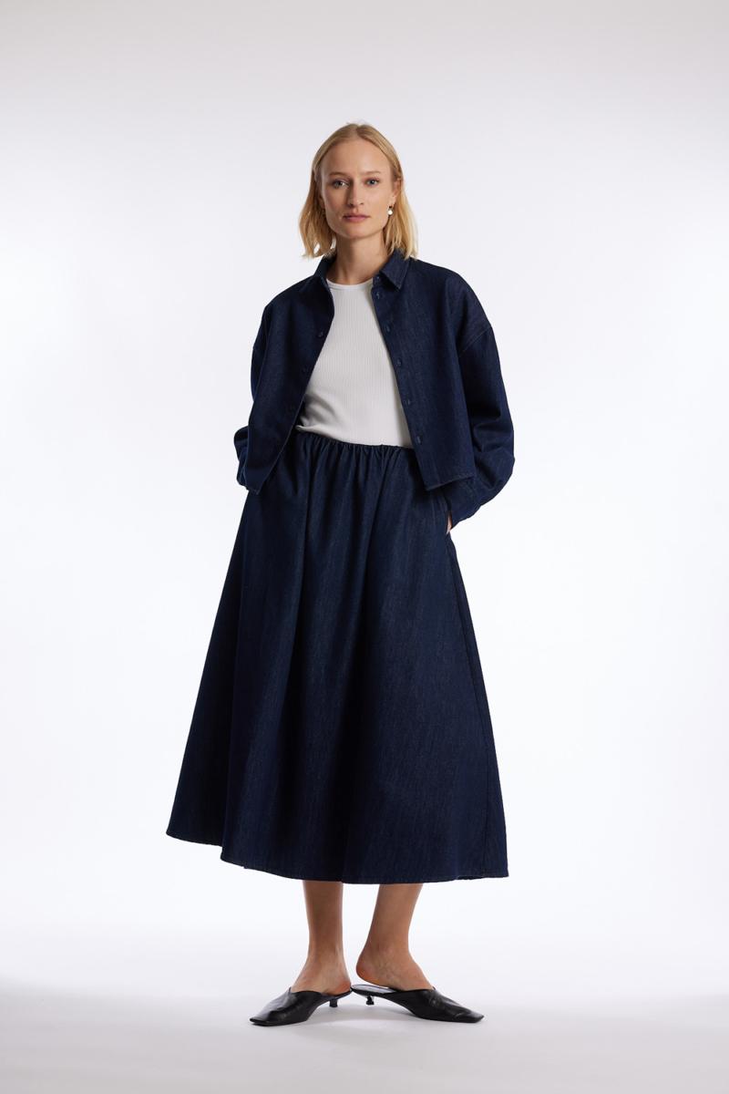 One & Other FINLEY DENIM SKIRT DARK BLUE DENIM