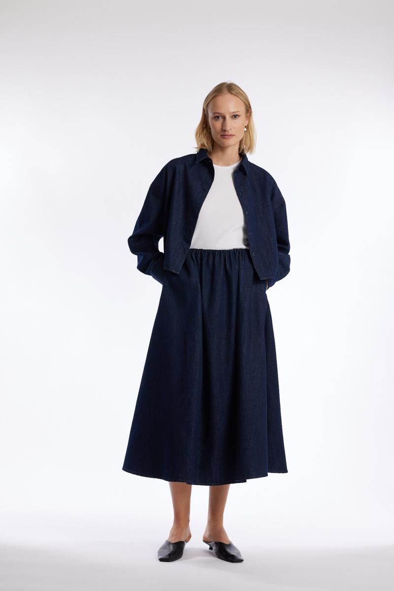 One & Other FINLEY DENIM SKIRT DARK BLUE DENIM