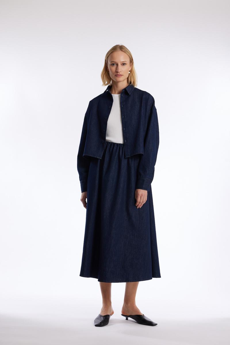 One & Other FINLEY DENIM SKIRT DARK BLUE DENIM