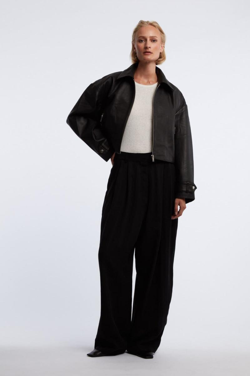 One & Other IBEN LEATHER JACKET DARK BROWN