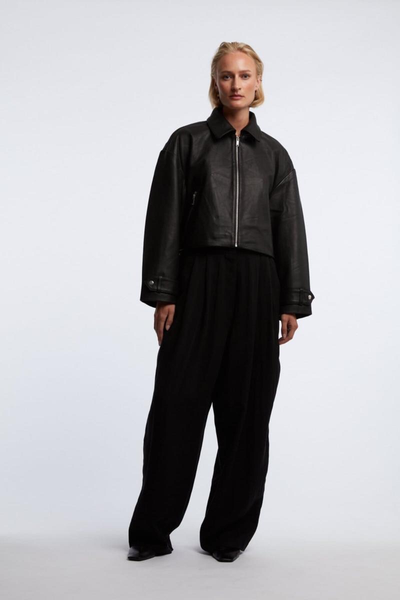 One & Other IBEN LEATHER JACKET DARK BROWN