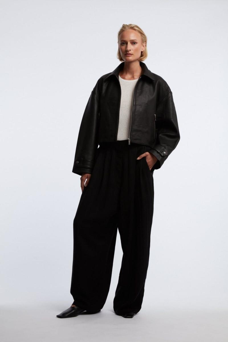 one & other IBEN LEATHER JACKET DARK BROWN