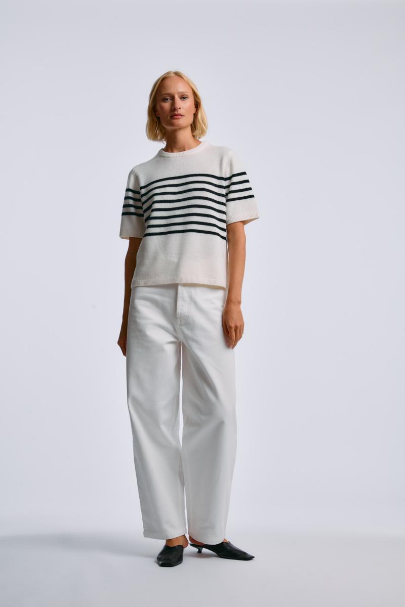one & other MARLO STRIPE KNITTED TOP OFFWHITE