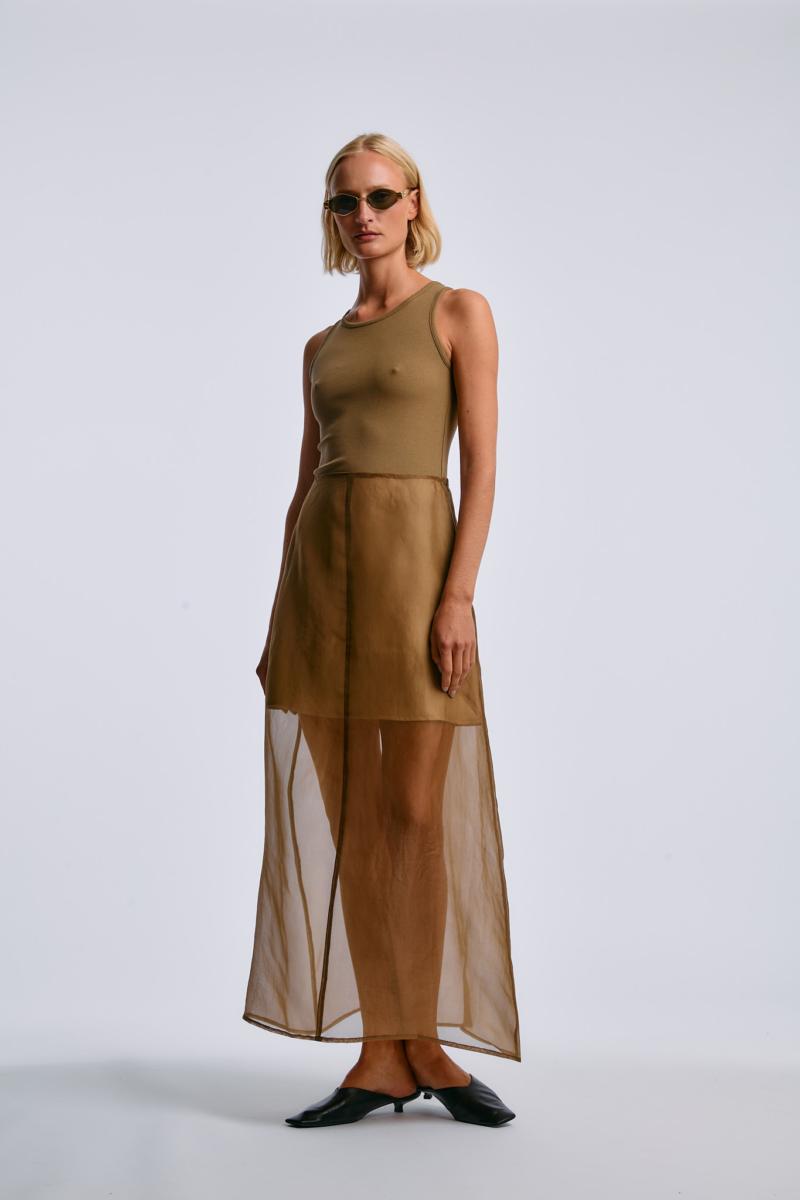 One & Other MARTHE SILK SKIRT OLIVE GREEN